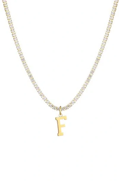 Adornia Initial Charm Tennis Necklace In Gold