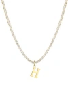 Adornia Initial Charm Tennis Necklace