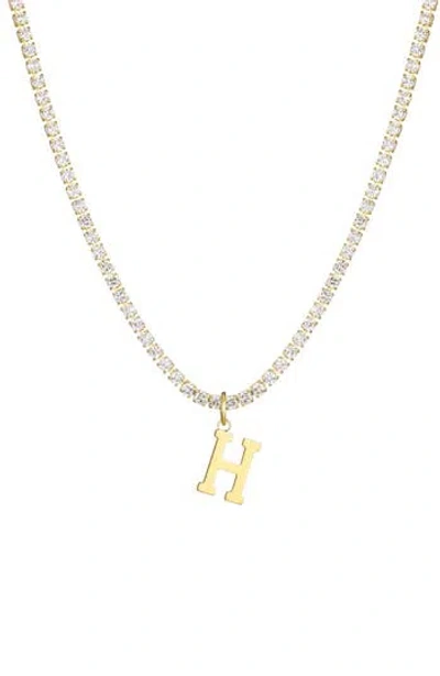 Adornia Initial Charm Tennis Necklace In Gold