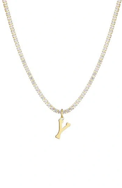 Adornia Initial Charm Tennis Necklace In Gold