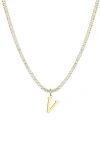 Adornia Initial Charm Tennis Necklace In Gold