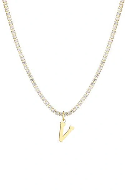 Adornia Initial Charm Tennis Necklace In Gold