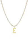 Adornia Initial Charm Tennis Necklace In Gold