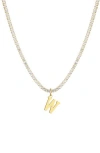 Adornia Initial Charm Tennis Necklace In Gold