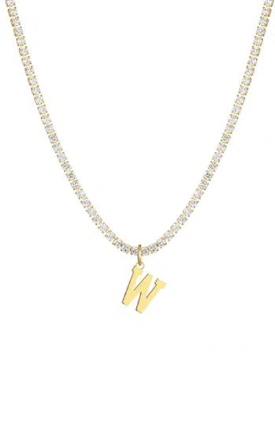 Adornia Initial Charm Tennis Necklace In Gold