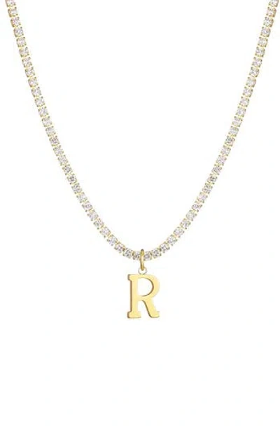 Adornia Initial Charm Tennis Necklace In Gold