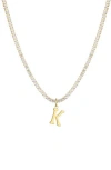 Adornia Initial Charm Tennis Necklace In Gold