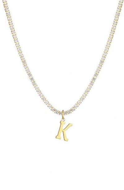 Adornia Initial Charm Tennis Necklace In Gold