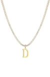 Adornia Initial Charm Tennis Necklace In Gold