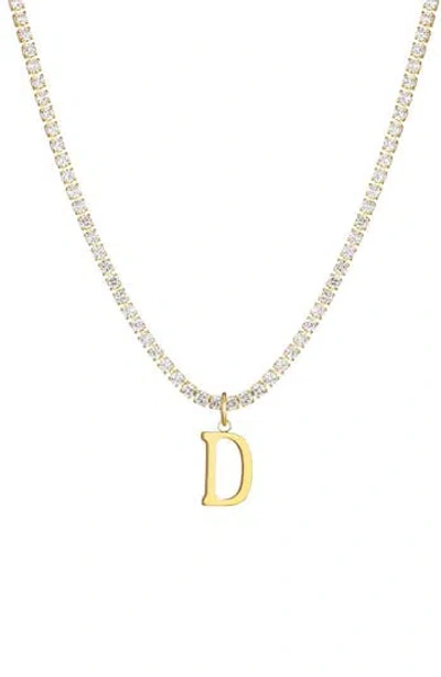 Adornia Initial Charm Tennis Necklace In Gold