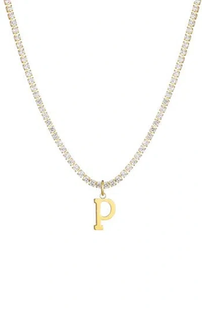 Adornia Initial Charm Tennis Necklace In Gold