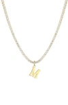 Adornia Initial Charm Tennis Necklace In Gold