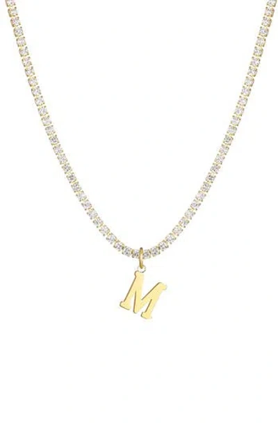 Adornia Initial Charm Tennis Necklace In Gold
