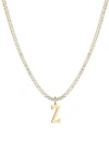 Adornia Initial Charm Tennis Necklace In Gold