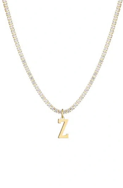 Adornia Initial Charm Tennis Necklace In Gold
