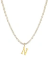 Adornia Initial Charm Tennis Necklace In Gold