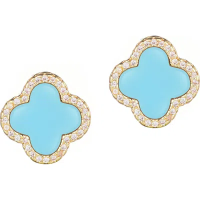 Adornia Initial Clover Stud Earrings In Blue