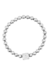Adornia Initial Cube Bead Stretch Bracelet In Silver-a