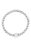 Adornia Initial Cube Bead Stretch Bracelet In Silver-d
