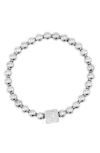 Adornia Initial Cube Bead Stretch Bracelet In Silver-j