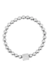 Adornia Initial Cube Bead Stretch Bracelet In Silver-m