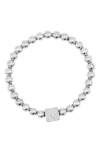 Adornia Initial Cube Bead Stretch Bracelet In Silver-n
