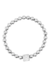 Adornia Initial Cube Bead Stretch Bracelet In Silver-o