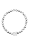 Adornia Initial Cube Bead Stretch Bracelet In Silver-p