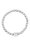 Adornia Initial Cube Bead Stretch Bracelet In Silver-s