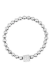 Adornia Initial Cube Bead Stretch Bracelet In Silver-u