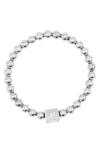 Adornia Initial Cube Bead Stretch Bracelet In Silver-w