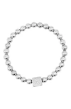 Adornia Initial Cube Bead Stretch Bracelet In Silver-x