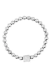 Adornia Initial Cube Bead Stretch Bracelet In Silver-y