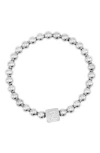 Adornia Initial Cube Bead Stretch Bracelet In Silver-z