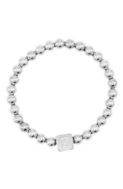 Adornia Initial Cube Bead Stretch Bracelet In Silver-z