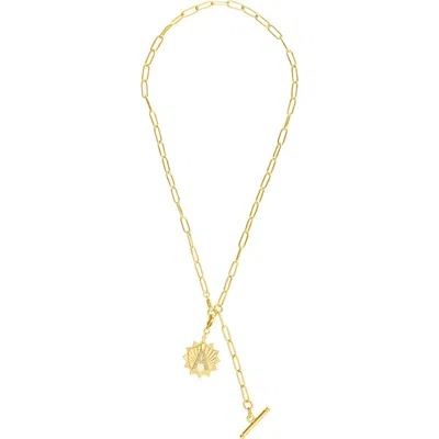 Adornia Initial Cz Pendant Toggle Necklace In Gold-a