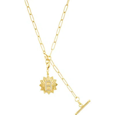 ADORNIA ADORNIA INITIAL CZ PENDANT TOGGLE NECKLACE