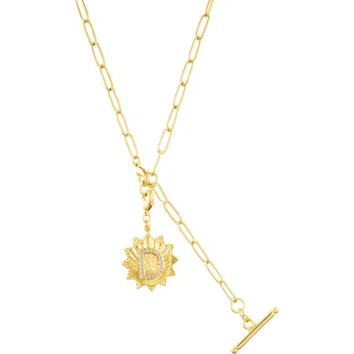 ADORNIA ADORNIA INITIAL CZ PENDANT TOGGLE NECKLACE