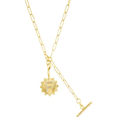 ADORNIA ADORNIA INITIAL CZ PENDANT TOGGLE NECKLACE