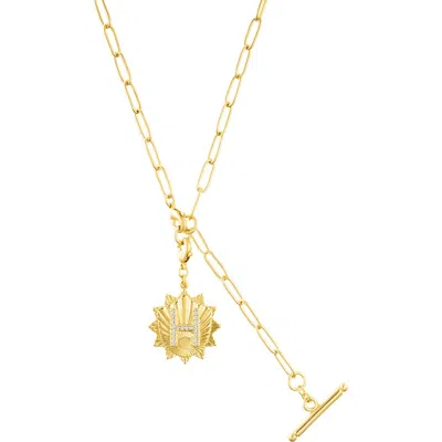 Adornia Initial Cz Pendant Toggle Necklace In Gold-h
