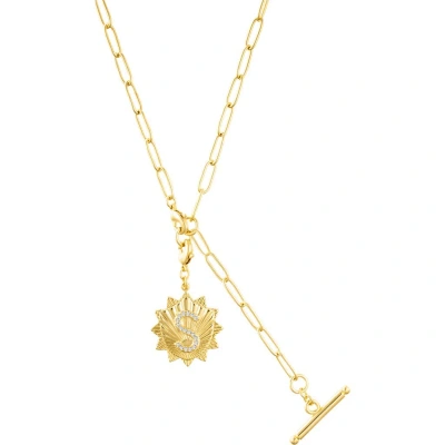 ADORNIA ADORNIA INITIAL CZ PENDANT TOGGLE NECKLACE