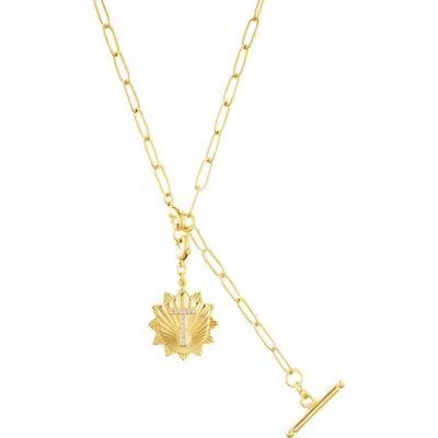 ADORNIA ADORNIA INITIAL CZ PENDANT TOGGLE NECKLACE