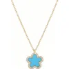 Adornia 14k Gold Plated Turquoise Cz Halo 5-leaf Clover Ne