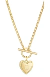 Adornia 14k Gold Plated Heart Initial Toggle Necklace