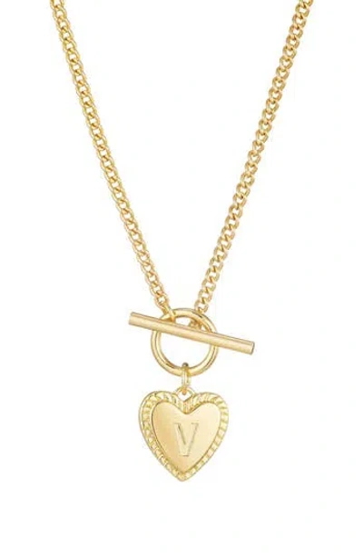 Adornia Initial Heart Toggle Necklace In Gold
