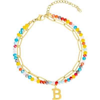 Adornia Initial Layered Bracelet In Letter B