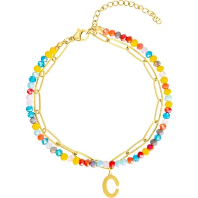 Adornia Initial Layered Bracelet In Multi-c