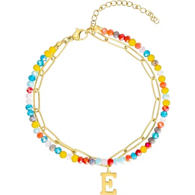 Adornia Initial Layered Bracelet In Multi-e