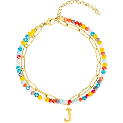 Adornia Initial Layered Bracelet In Multi-j