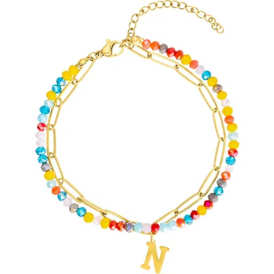 Adornia Initial Layered Bracelet In Multi-n